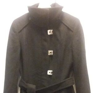 Calvin Klein mid-length belted trench coat.